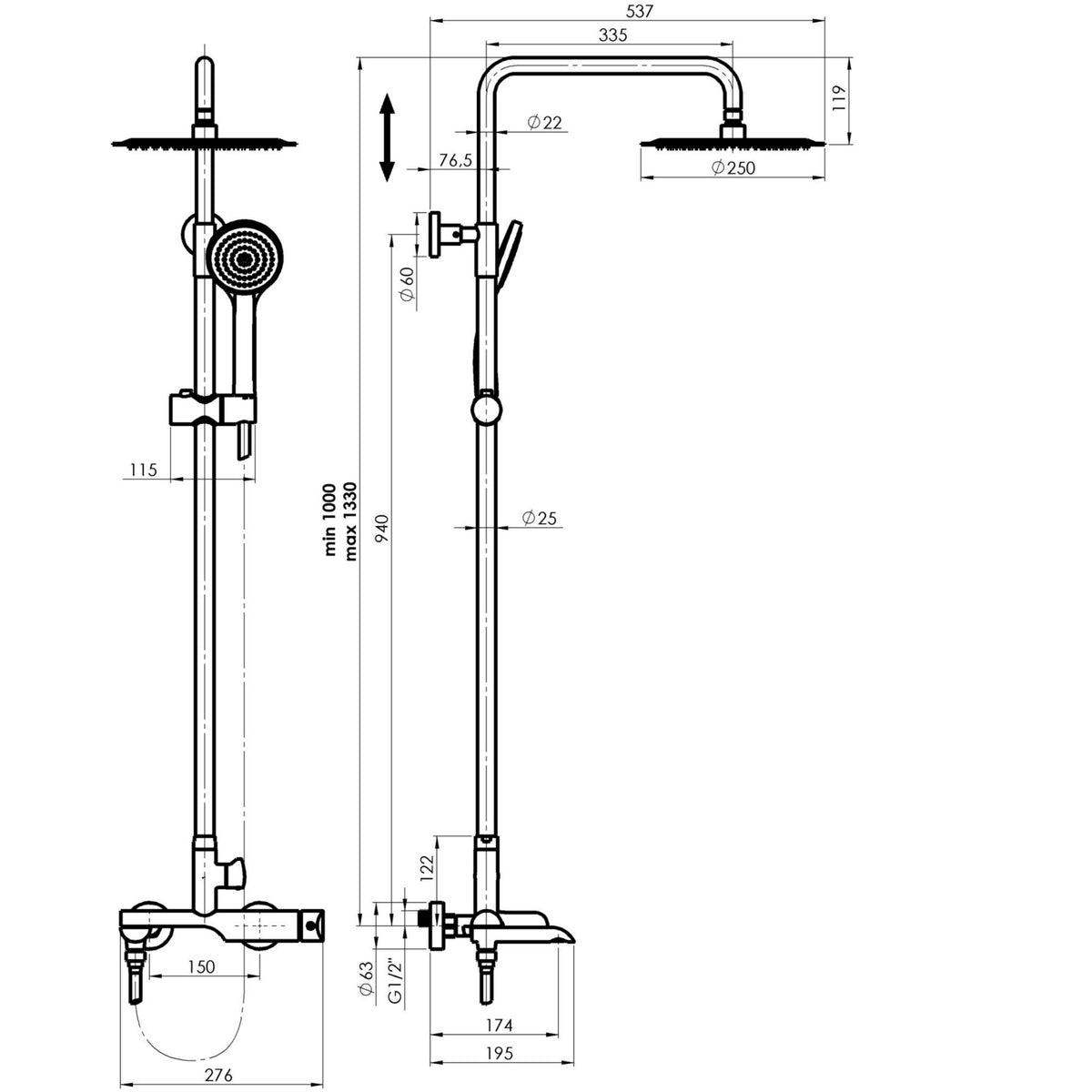 Hommix Rubineta OLO + ULTRA-10 Shower Set | Hommix UK