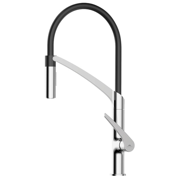 Hommix Rubineta Ultima-50 Chrome / Black Silicon Neck Pull Out Kitchen Mixer